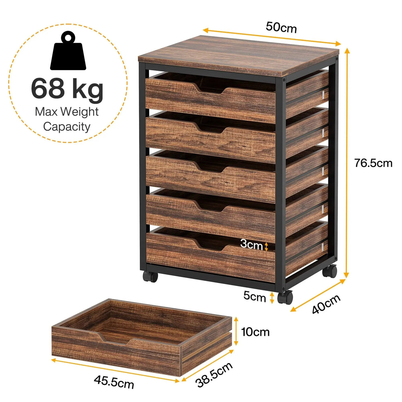 Storage Chest With Wheels, Mobile Drawer Unit by HouseOfZazla