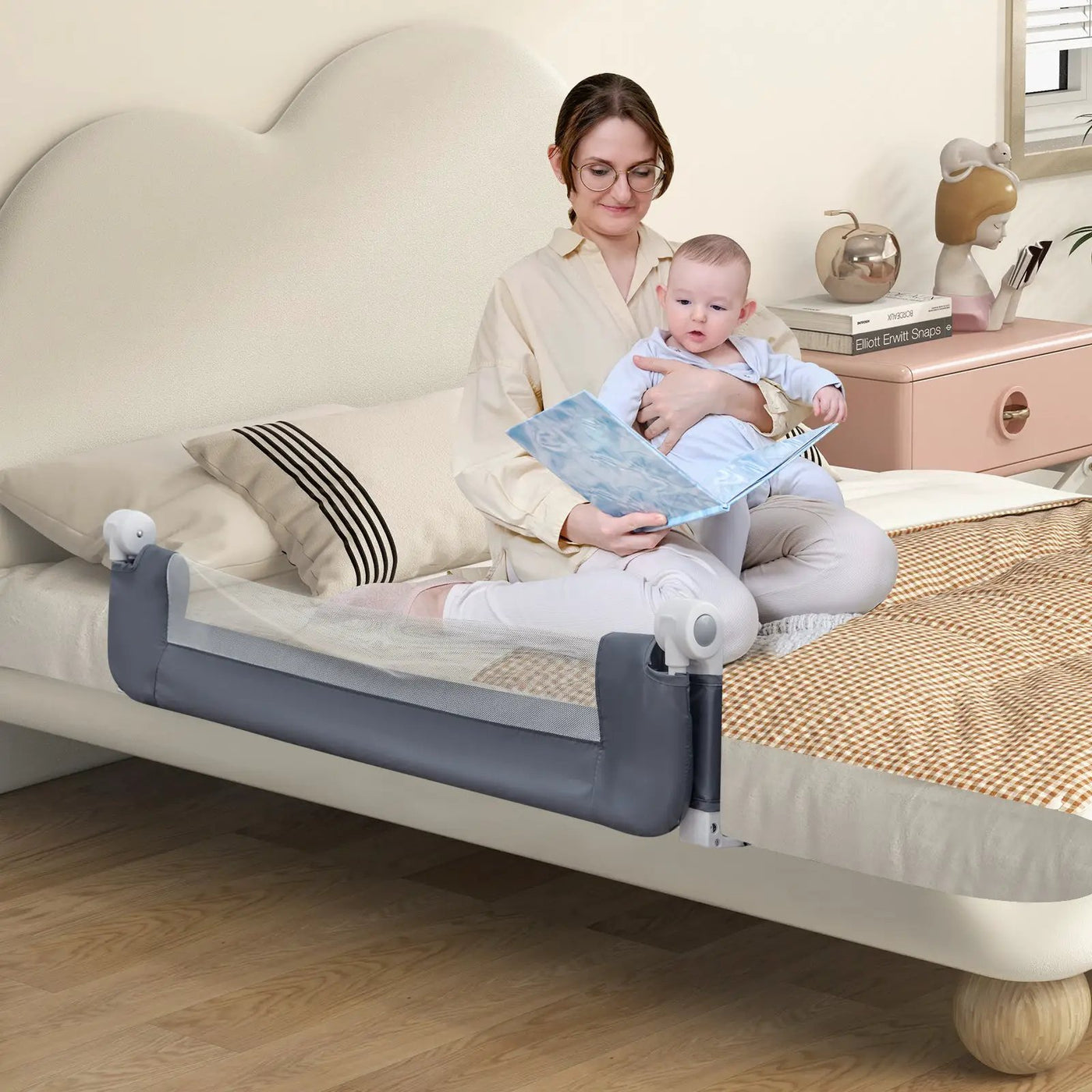 Foldable Bed Rail Swing Down Baby Bed Guard Rail by DirectDeals