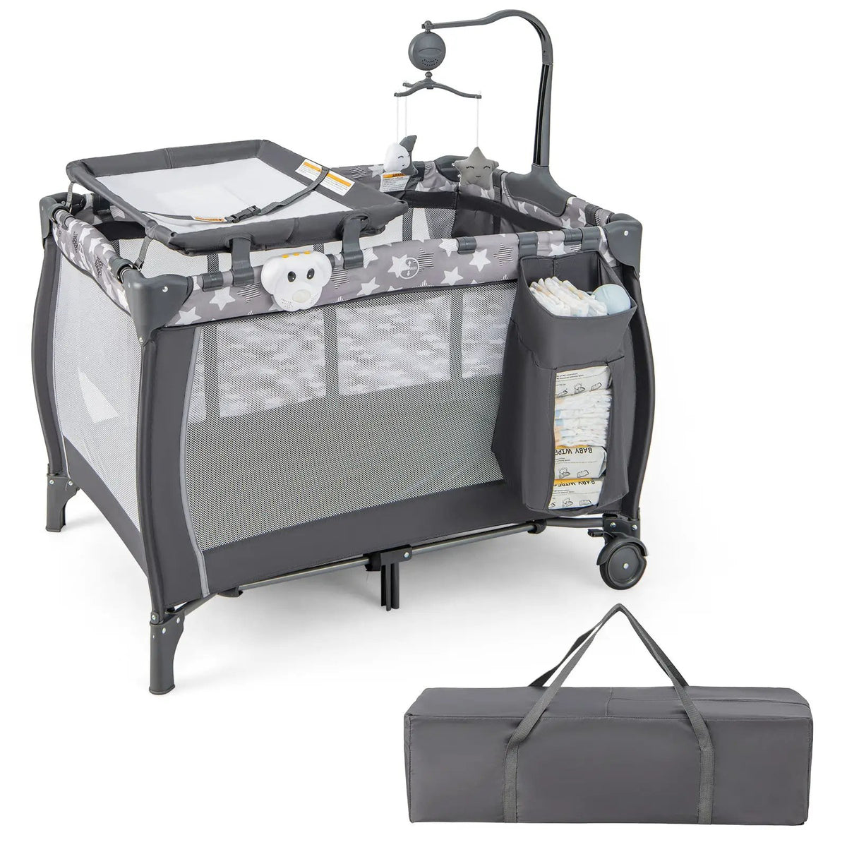 Portable Baby Playard with Changing Table Bassinet and Music Box by DirectDeals