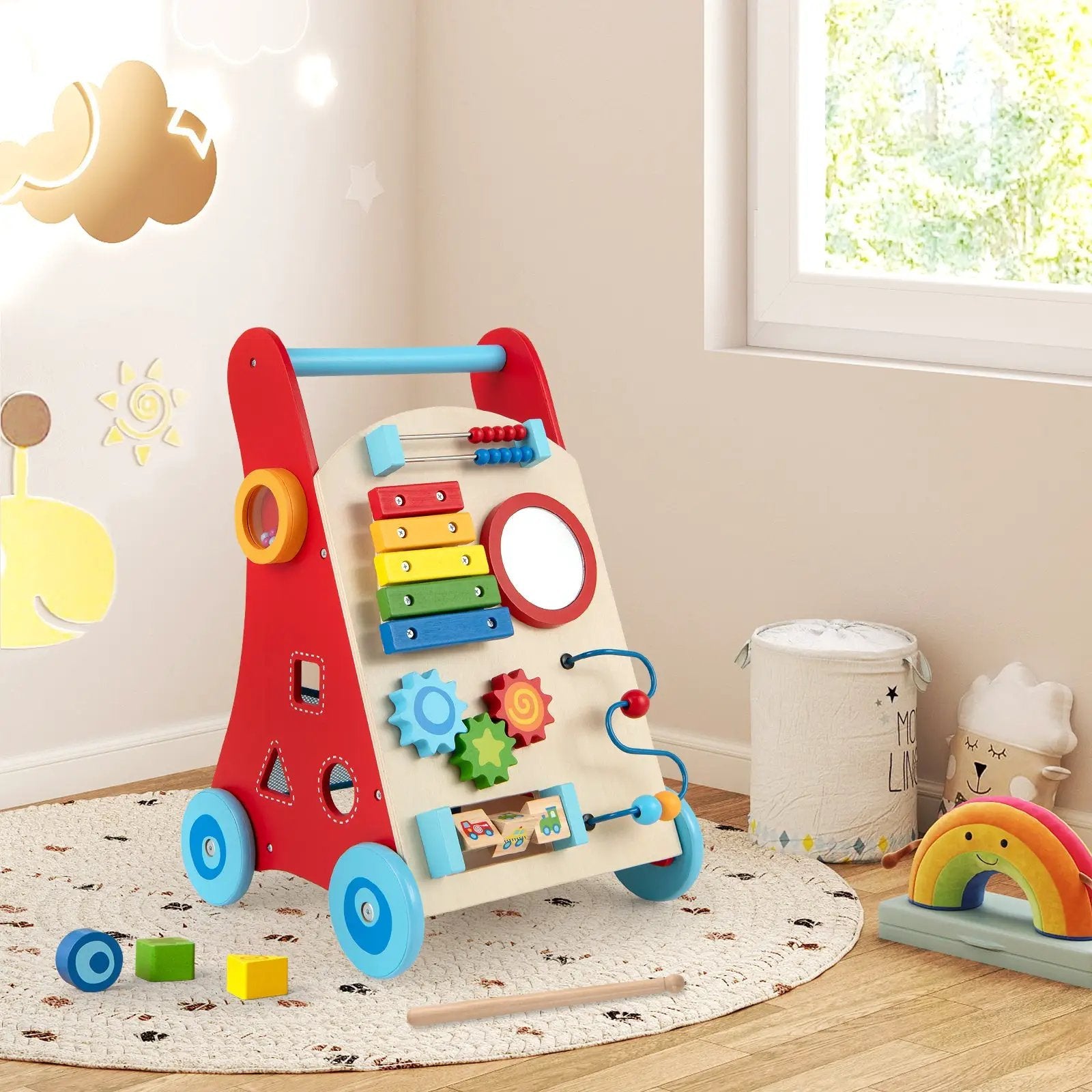 Baby Push Walker with Handle and Wheels for Boys & Girls 3+ Years Old-Muticolor by DirectDeals