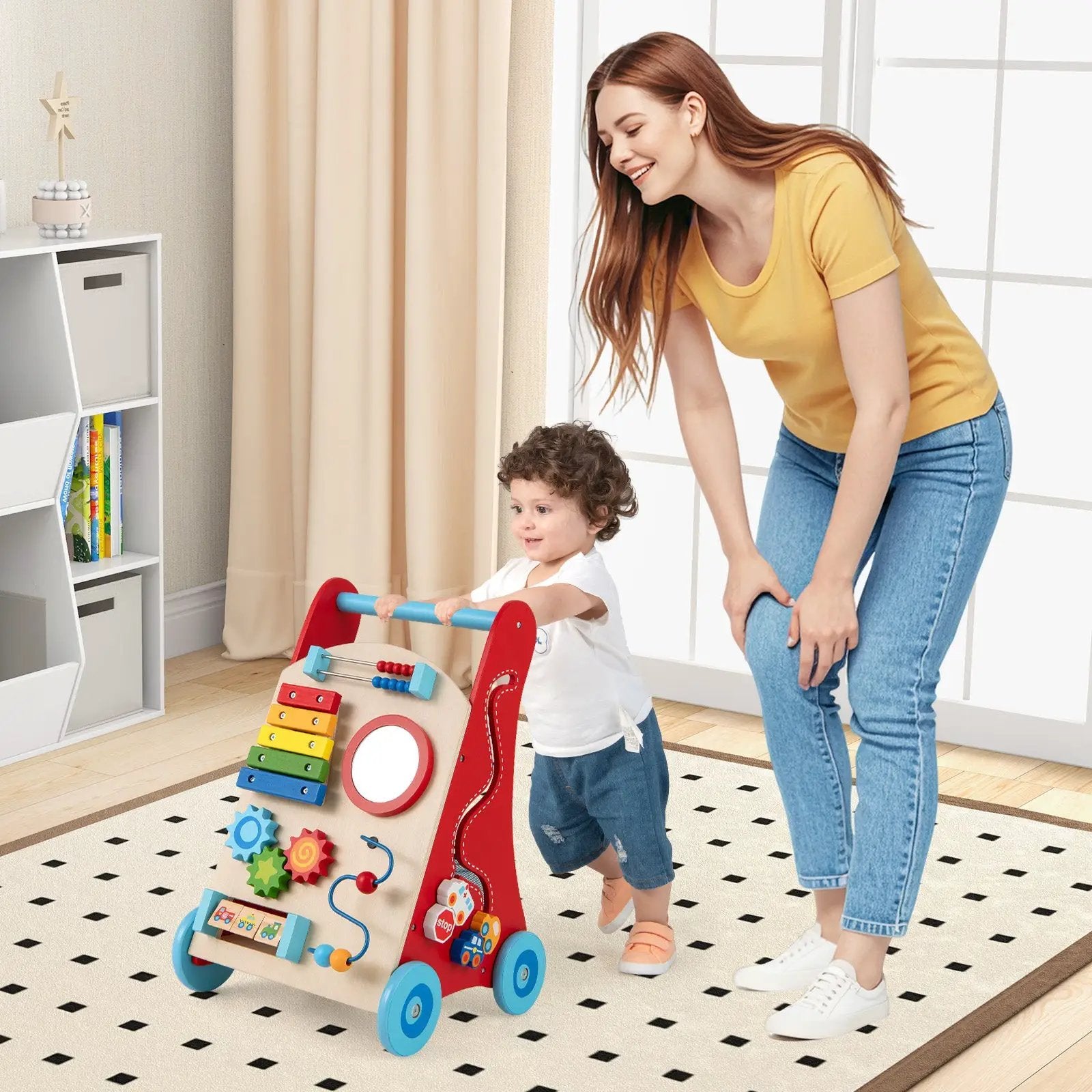Baby Push Walker with Handle and Wheels for Boys & Girls 3+ Years Old-Muticolor by DirectDeals