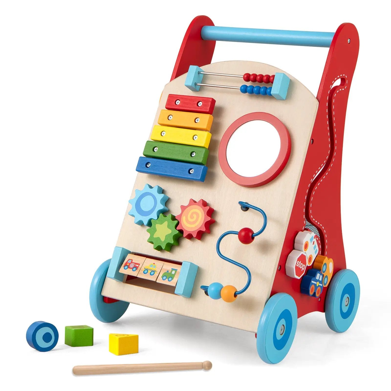 Baby Push Walker with Handle and Wheels for Boys & Girls 3+ Years Old-Muticolor by DirectDeals