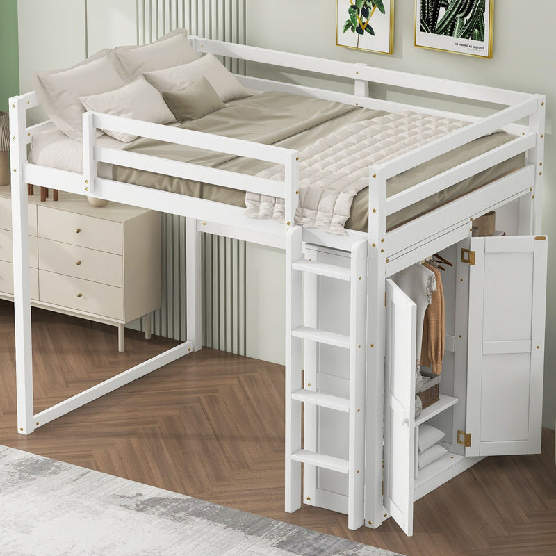 Loft Bed With Built In Wardrobe, Storage Shelves, And LED Light by HouseOfZazla