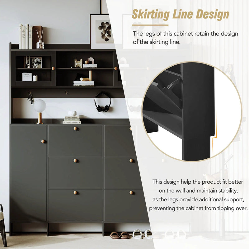 On Trend Multifunctional Tipping Bucket Shoe Cabinet With Storage Shelf & 6 Flip Drawers by HouseOfZazla