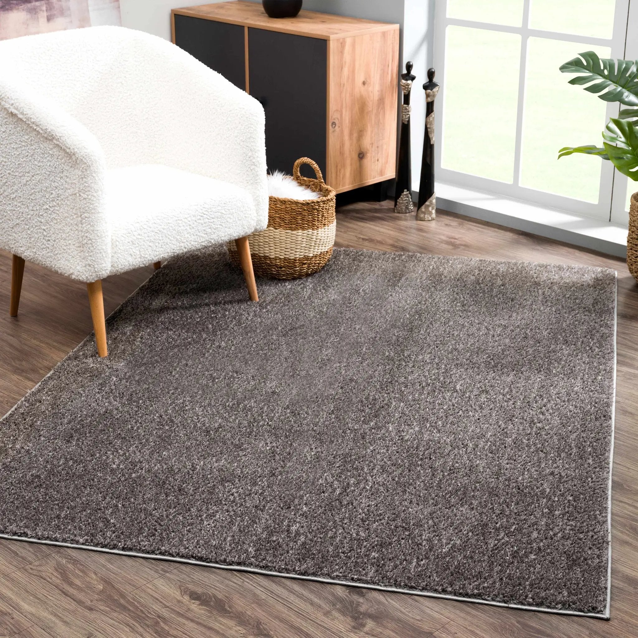 Judy Solid Dark Gray Washable Shag Rug - Clearance by Boutique Rugs