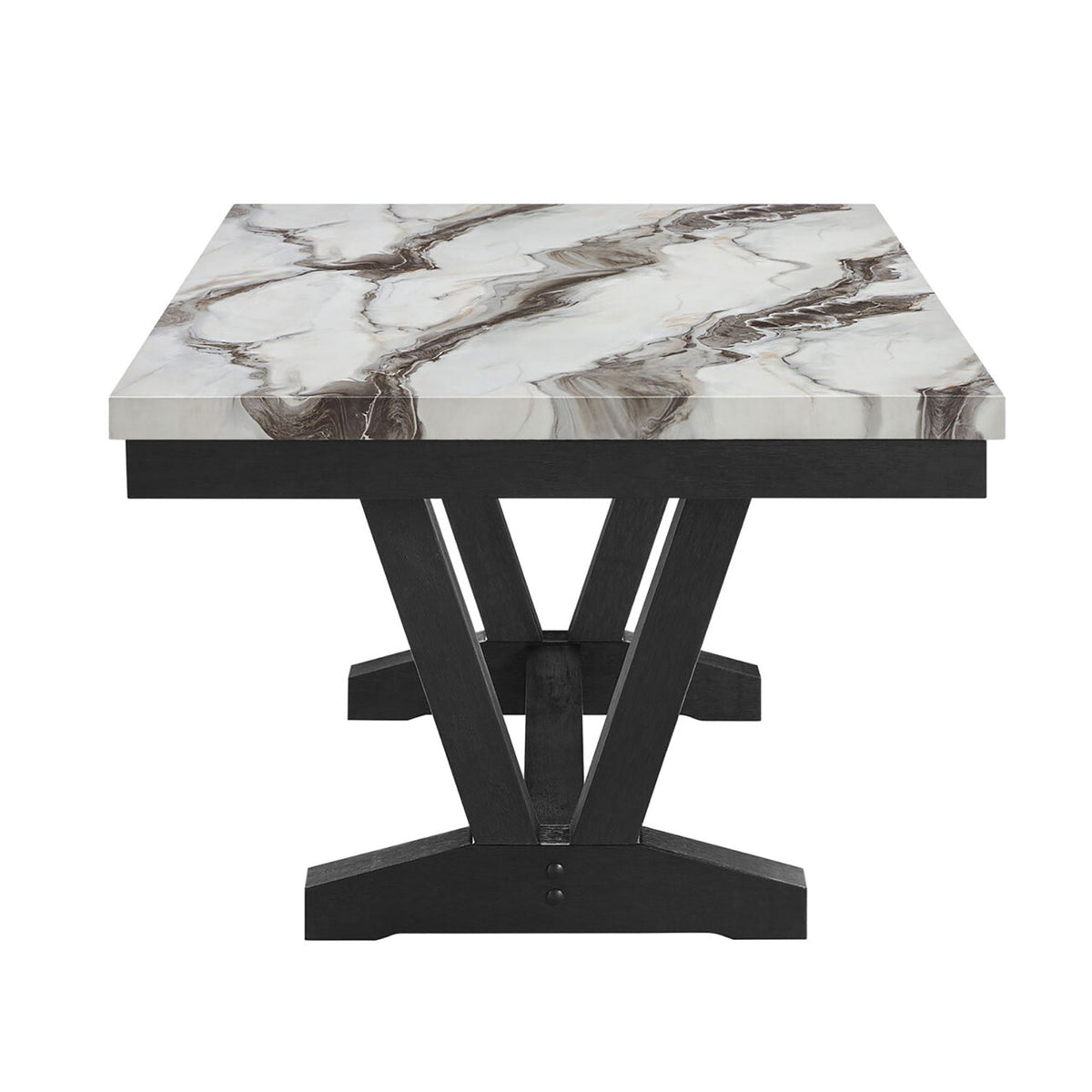 Black Dining Table with Trestle Base - 72" Wide Rubber Wood, photo 6 of 7