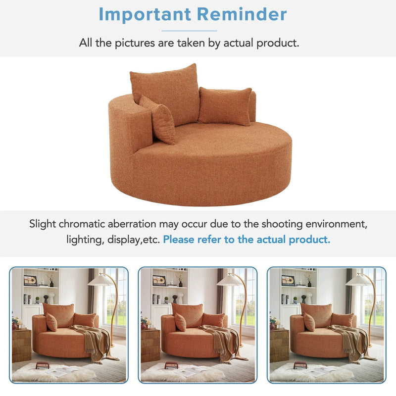 360° Swivel Accent Barrel Chair With 3 Removable Pillows For Living Room by HouseOfZazla