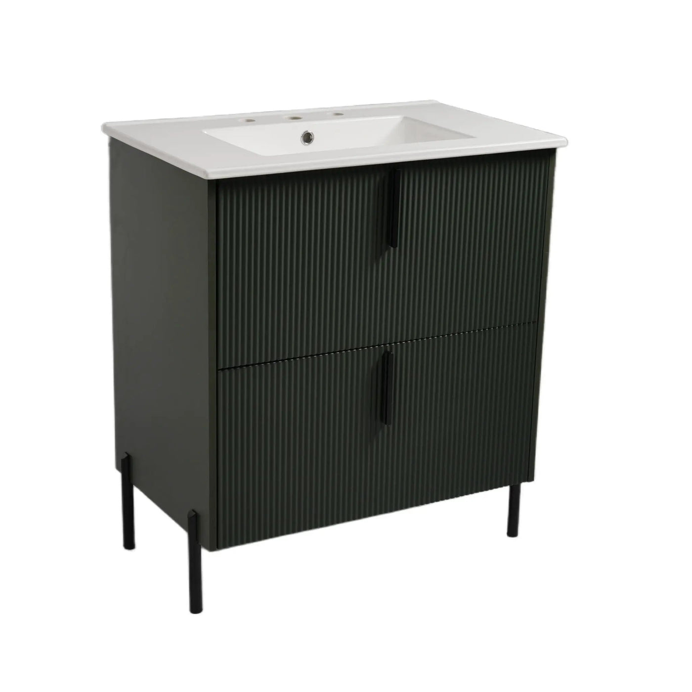 Bathroom Vanity With Ceramic Sink, Fluted Design by HouseOfZazla