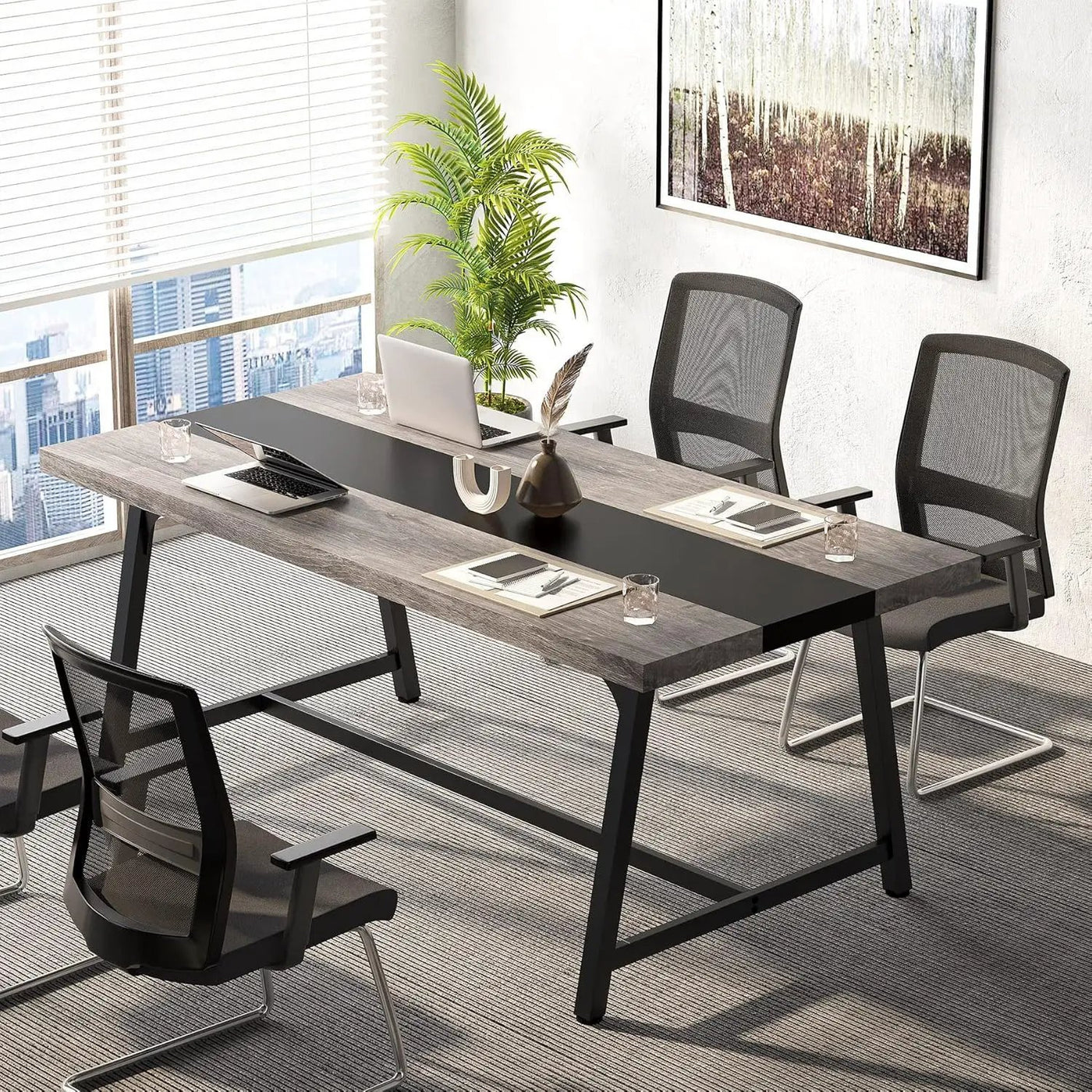Modern Rectangular Conference Table For 6 - 8 People, Office Executive Desk by HouseOfZazla