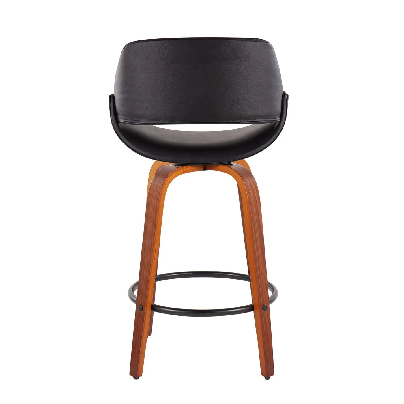 Fabrico - Mid Century Modern Fixed Height Counter Stool And Round Footrest (Set of 2) by HouseOfZazla