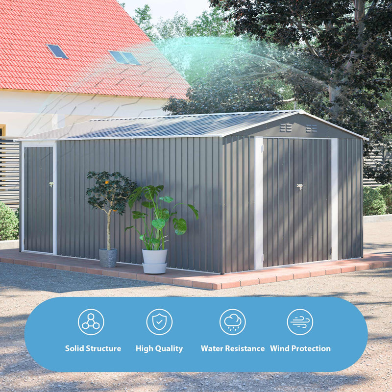 10x14 Ft Outdoor Metal Storage Shed by HouseOfZazla