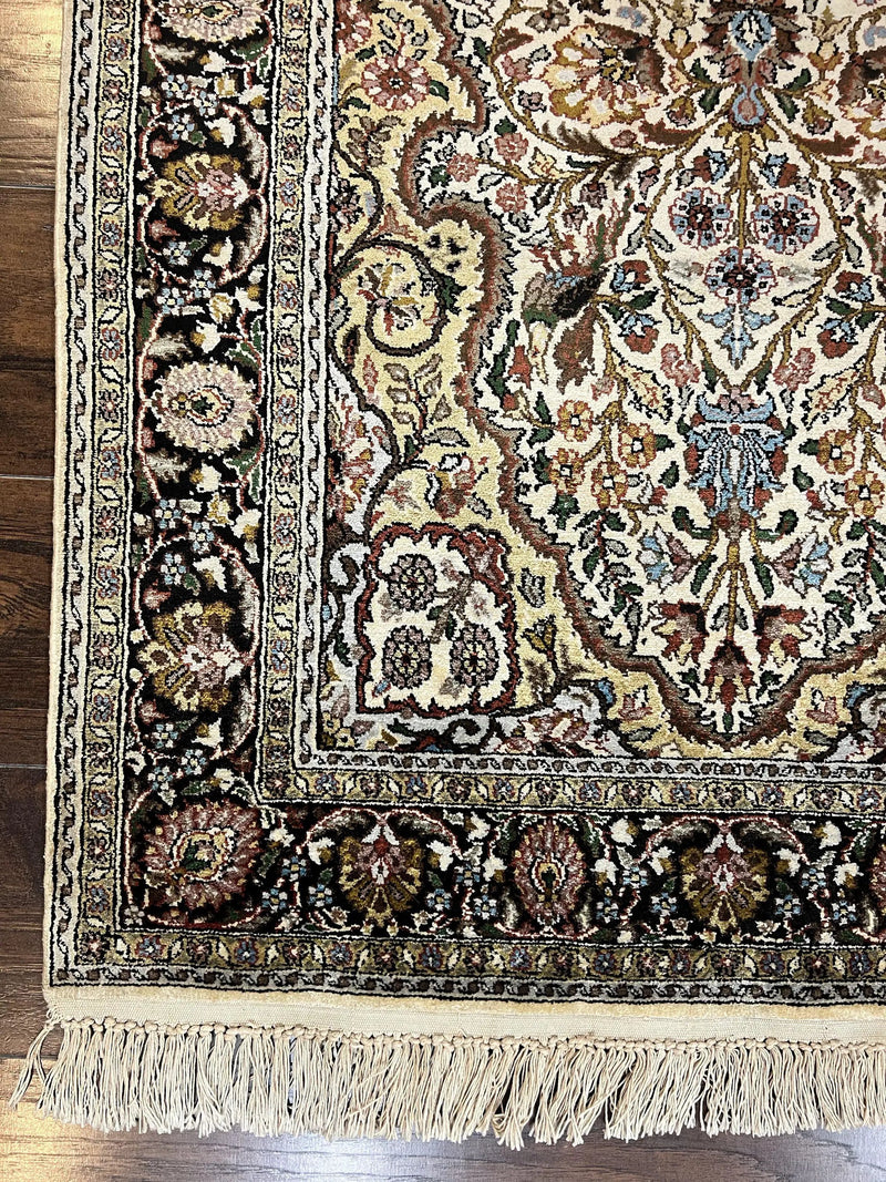Turkish Kayseri Silk Rug 3x5, Tree of Life Silk Oriental Carpet, Birds Persian Vase Design, Hand Knotted Vintage Fine Rug, 340 KPSI by Jewel Rugs