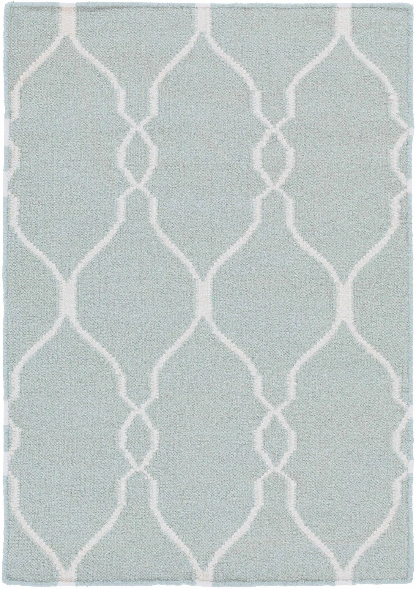 Baconton Blue/Beige Trellis Wool Rug - Clearance by Boutique Rugs