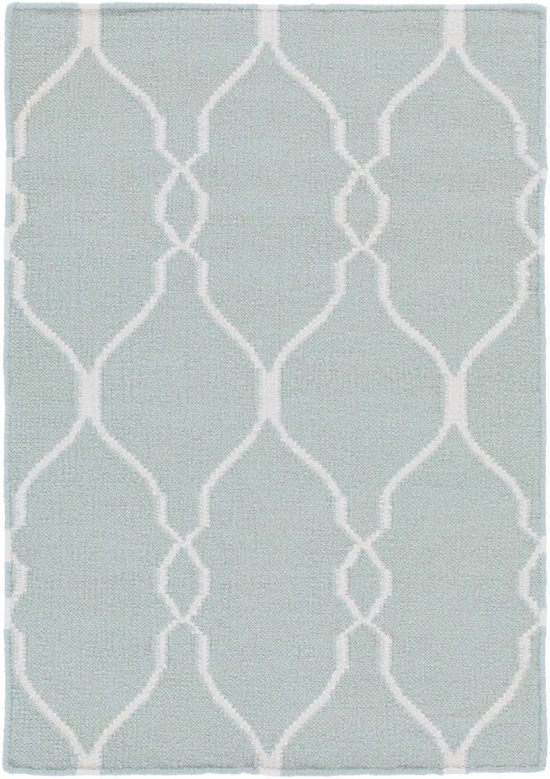 Baconton Blue/Beige Trellis Wool Rug - Clearance by Boutique Rugs