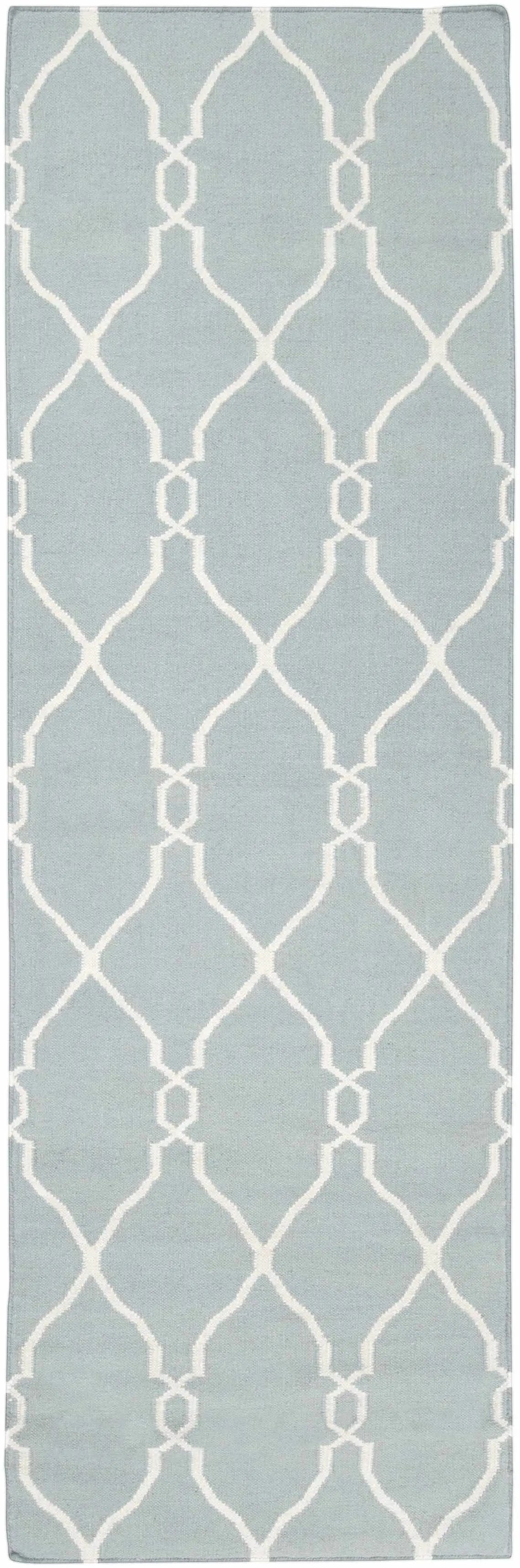 Baconton Blue/Beige Trellis Wool Rug - Clearance by Boutique Rugs