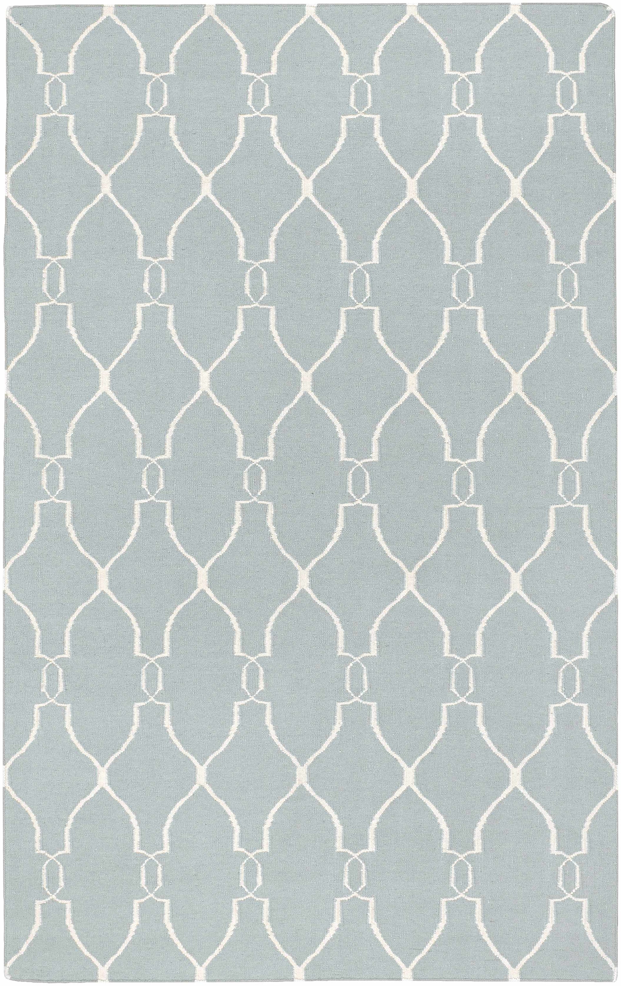 Baconton Blue/Beige Trellis Wool Rug - Clearance by Boutique Rugs