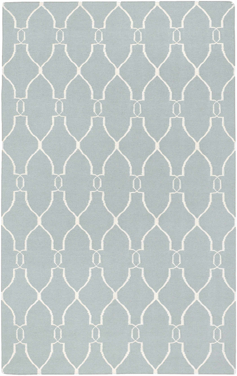 Baconton Blue/Beige Trellis Wool Rug - Clearance by Boutique Rugs