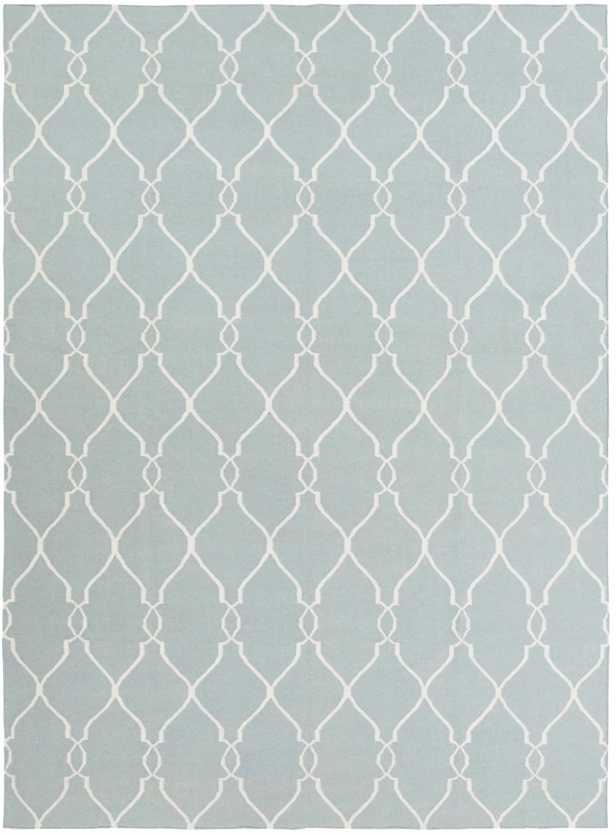 Baconton Blue/Beige Trellis Wool Rug - Clearance by Boutique Rugs