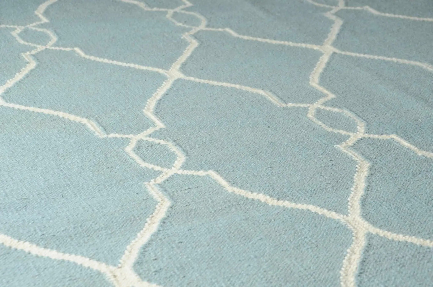 Baconton Blue/Beige Trellis Wool Rug - Clearance by Boutique Rugs