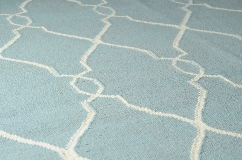 Baconton Blue/Beige Trellis Wool Rug - Clearance by Boutique Rugs