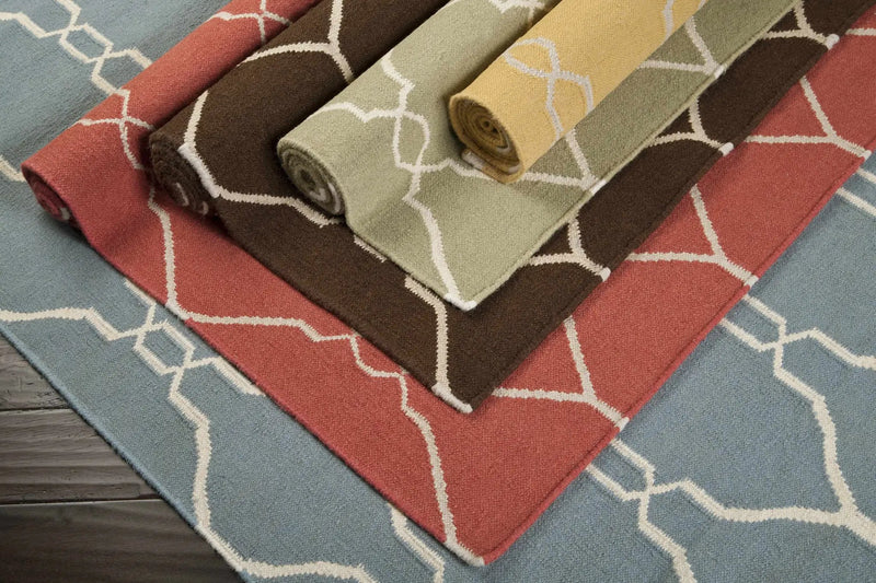 Baconton Blue/Beige Trellis Wool Rug - Clearance by Boutique Rugs