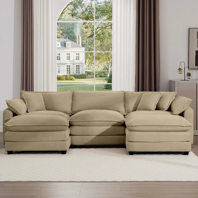 Modern Oversized Modular Cushion Sofa With Ottoman, Low Back, Deep Seating Sofa Set by Unique Piece Furniture