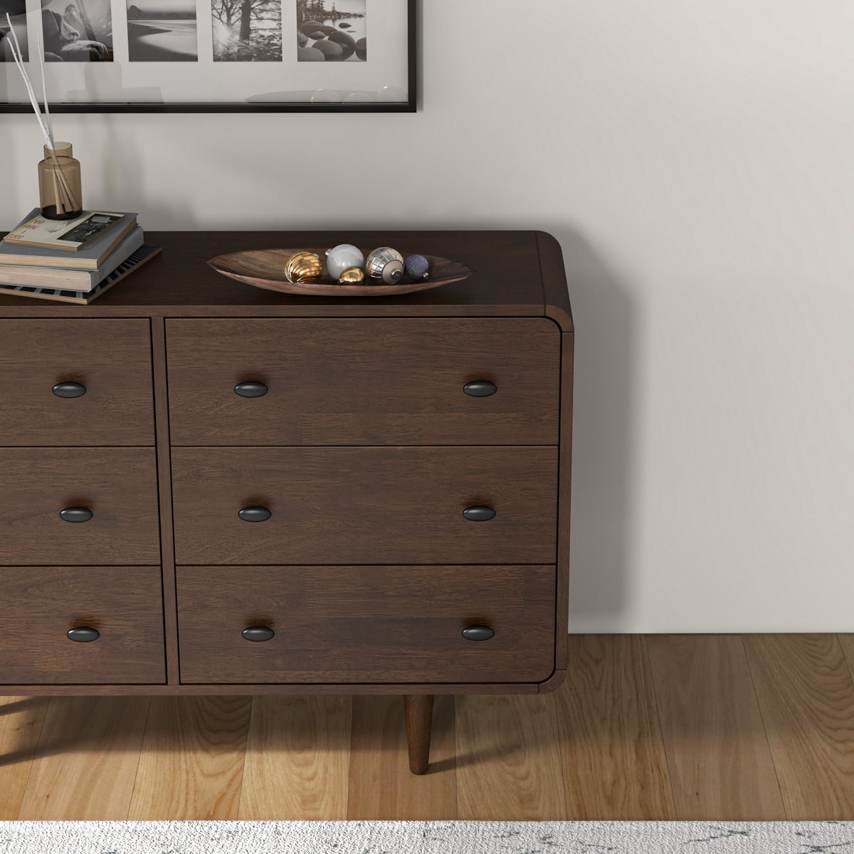 Mid-Century Modern Dresser with Solid Wood Construction - Brown, photo 3 of 4