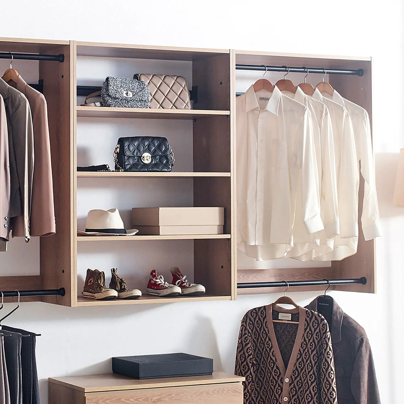 Devi - Wall Mounted Wood Closet System With Modular Units by HouseOfZazla