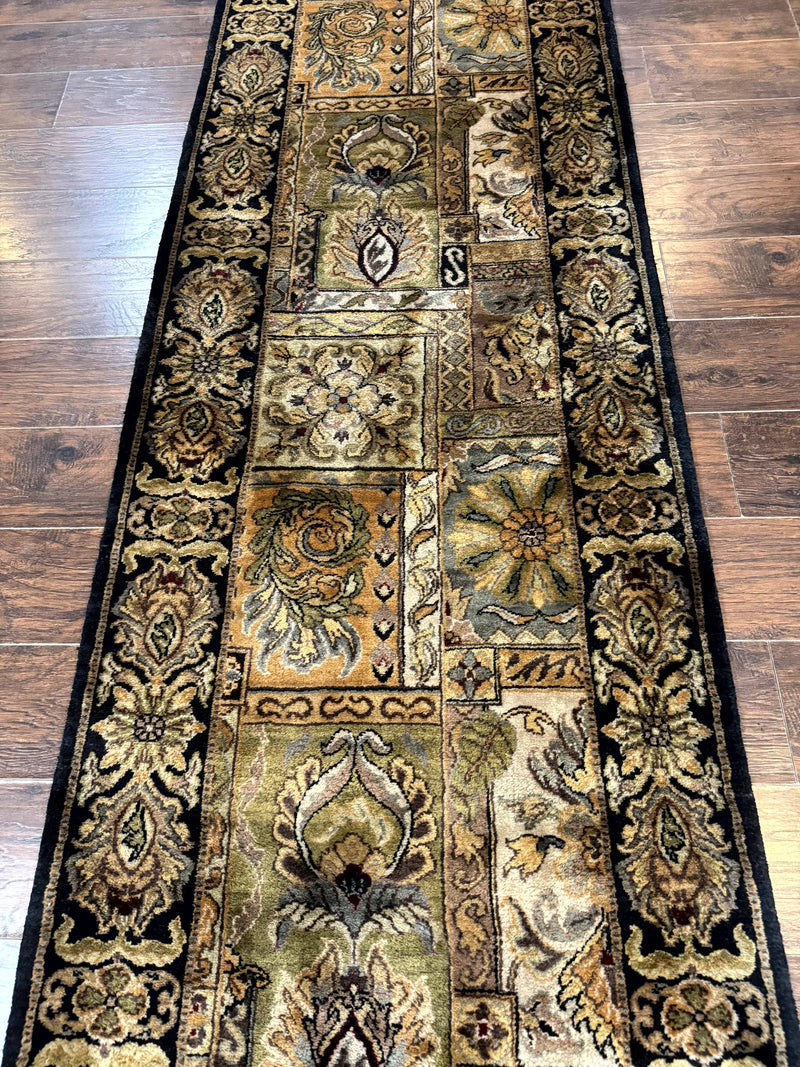Indian Runner Rug 3x14, Panel Design, Oriental Carpet for Hallway by Jewel Rugs