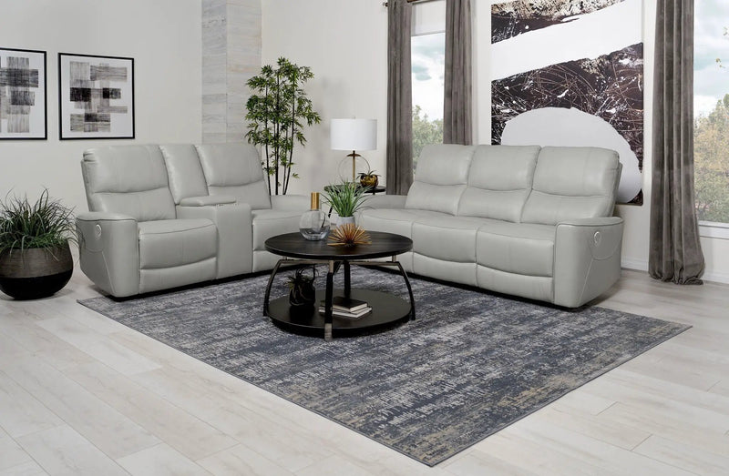Greenfield 2-piece Power Reclining Sofa Set Dove Grey by Unique Piece Furniture
