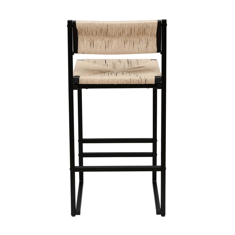 Bar Stools Paper Rope Weave Dining Chairs With Back Hand Weave Stools For Kichen Island, Bar & Counter (Set of 2) by HouseOfZazla