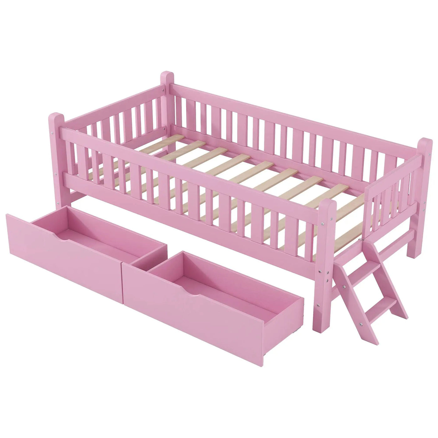 Platform Bed With Guardrail And 2 Drawers by HouseOfZazla