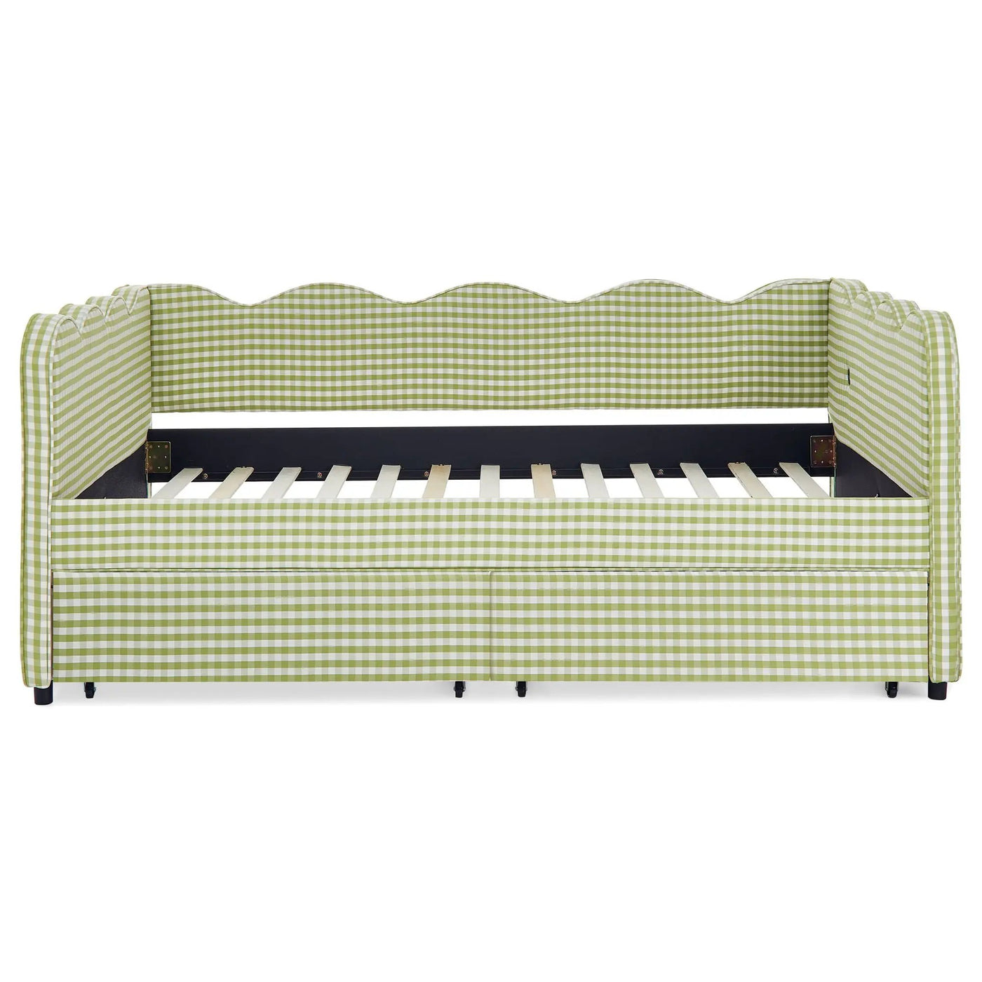 Gingham Daybed With USB Charging Port, Wave-Shaped Design by HouseOfZazla