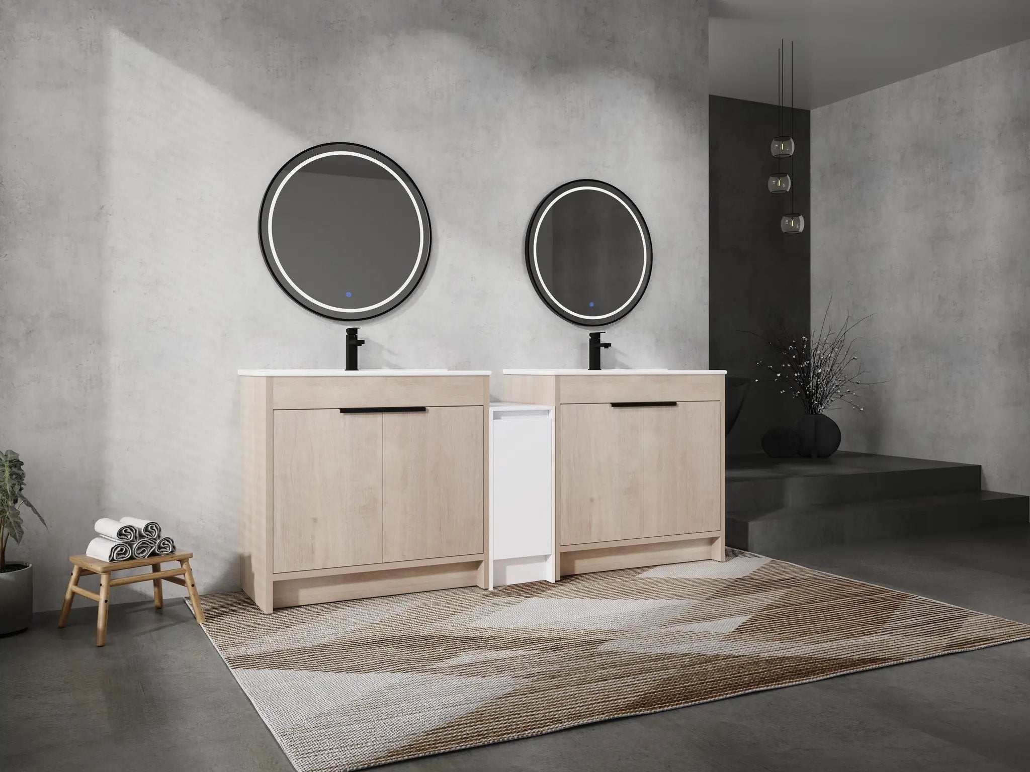 84 Inch Freestanding Bathroom Vanity with Ceramic Sink and Storage Cabinets by HouseOfZazla