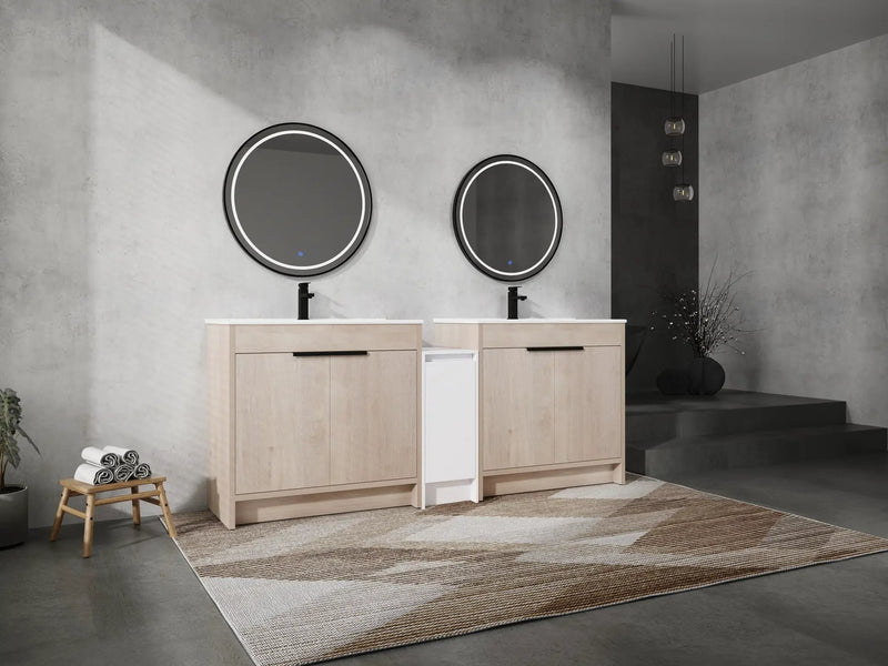 84 Inch Freestanding Bathroom Vanity with Ceramic Sink and Storage Cabinets by HouseOfZazla
