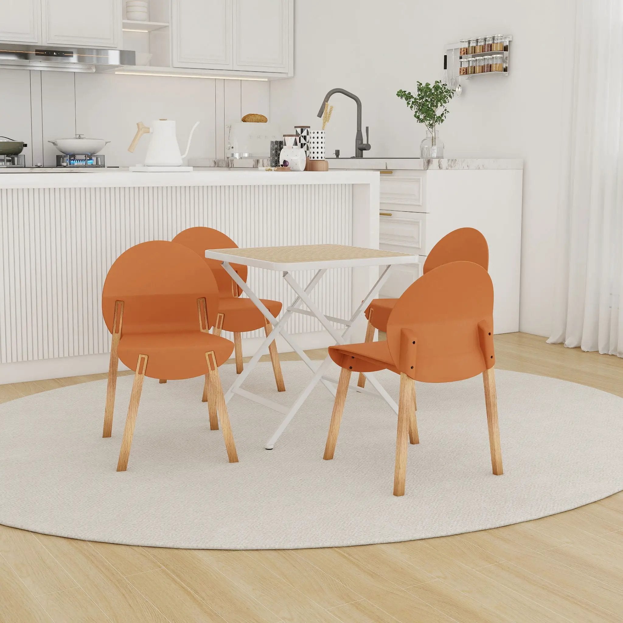 4 Piece Set Of Single Chairs With A Folding Square Table by Unique Piece Furniture