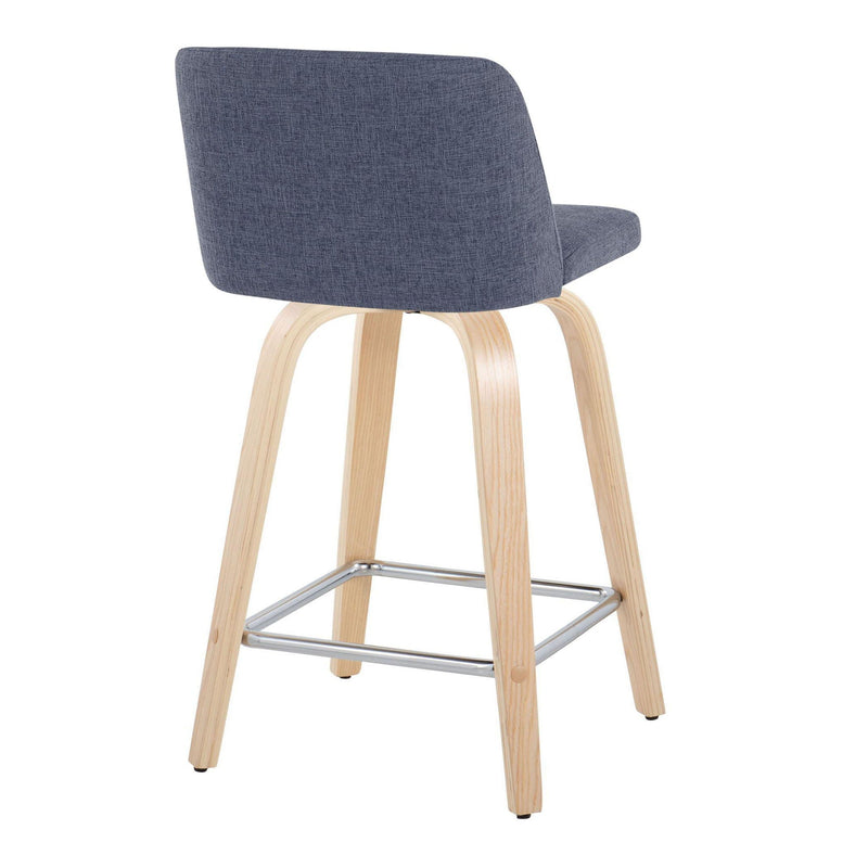 Toriano - Contemporary Fixed Height Counter Stool With Swivel With Square Footrest (Set of 2) by HouseOfZazla