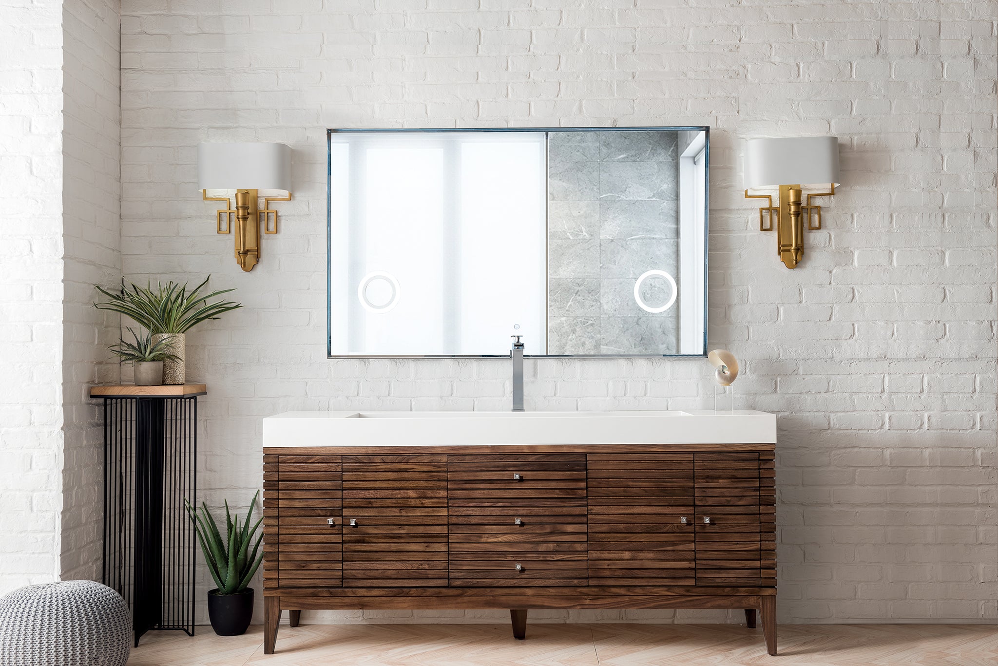 James Martin Linear 72" Single Bathroom Vanity, Mid-Century Walnut, view 4