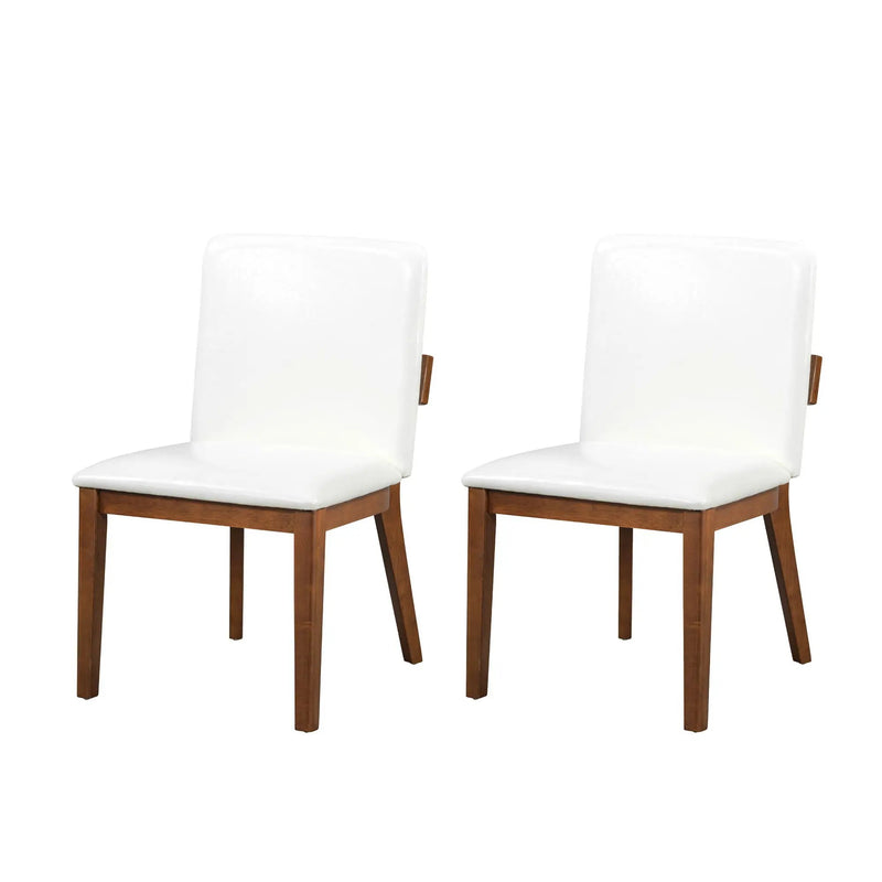 Modern Dining Chairs (Set of 2) With Glossy Upholstery - White / Walnut by HouseOfZazla