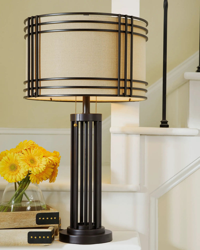 Hanswell - Metal Table Lamp - Dark Brown by Unique Piece Furniture