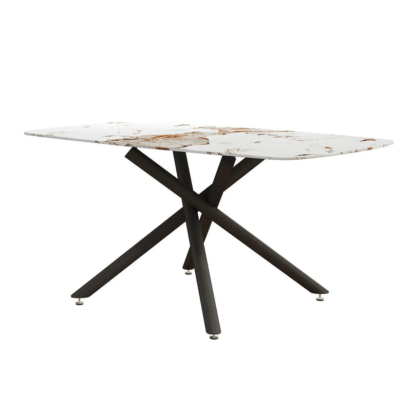 Luxurious Marble Patterned Dining Table With Metal Fork Legs by Unique Piece Furniture