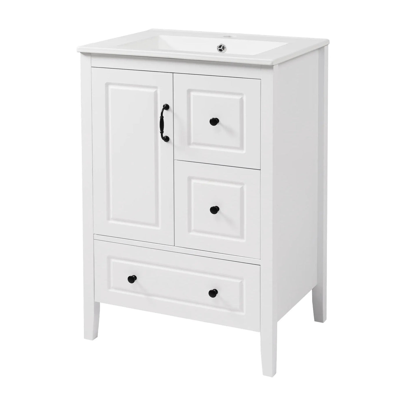 Retro Bathroom Vanity With Sink, Soft Closing Cabinet & Drawers by HouseOfZazla