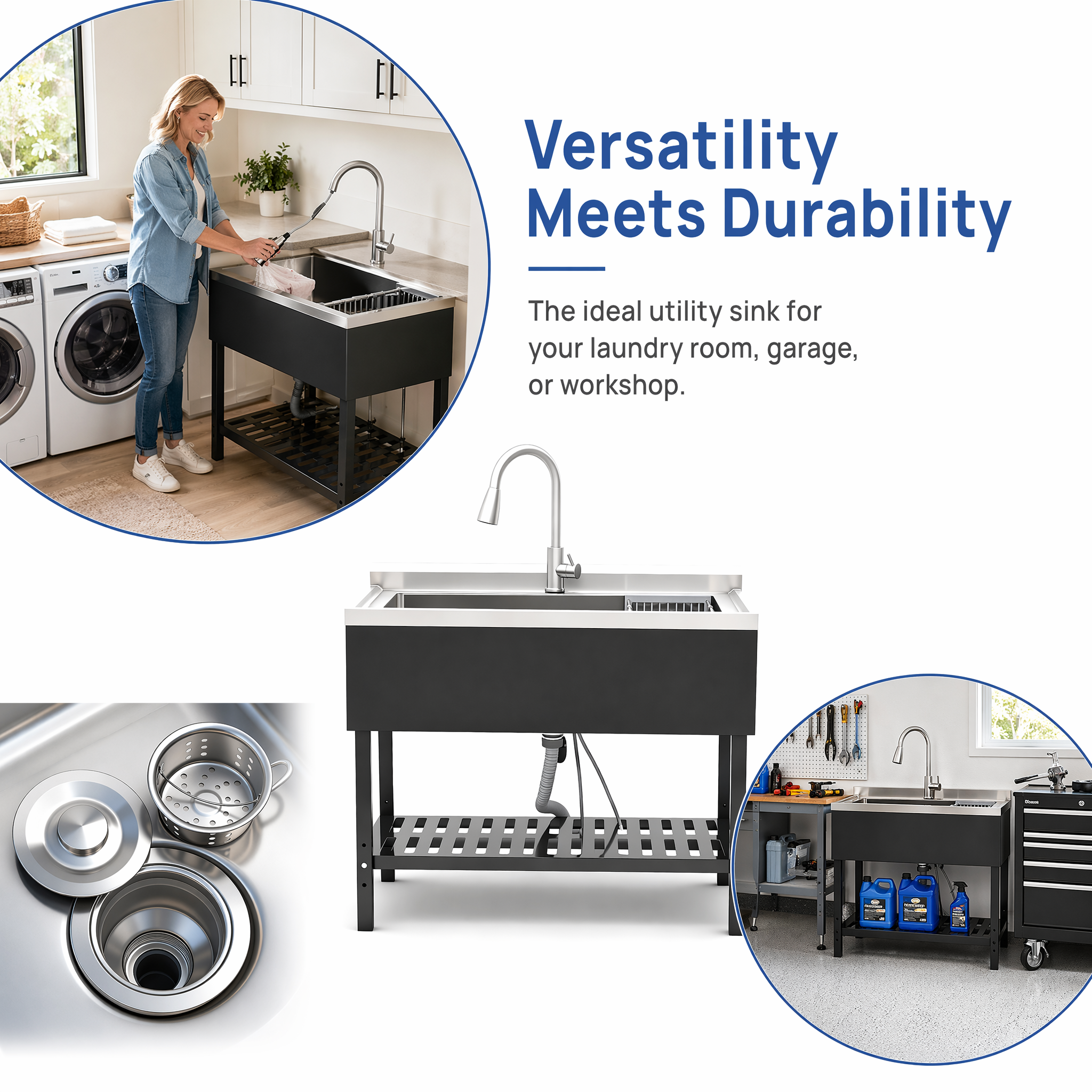 Stainless Steel Utility Sink, Freestanding Sink by HouseOfZazla
