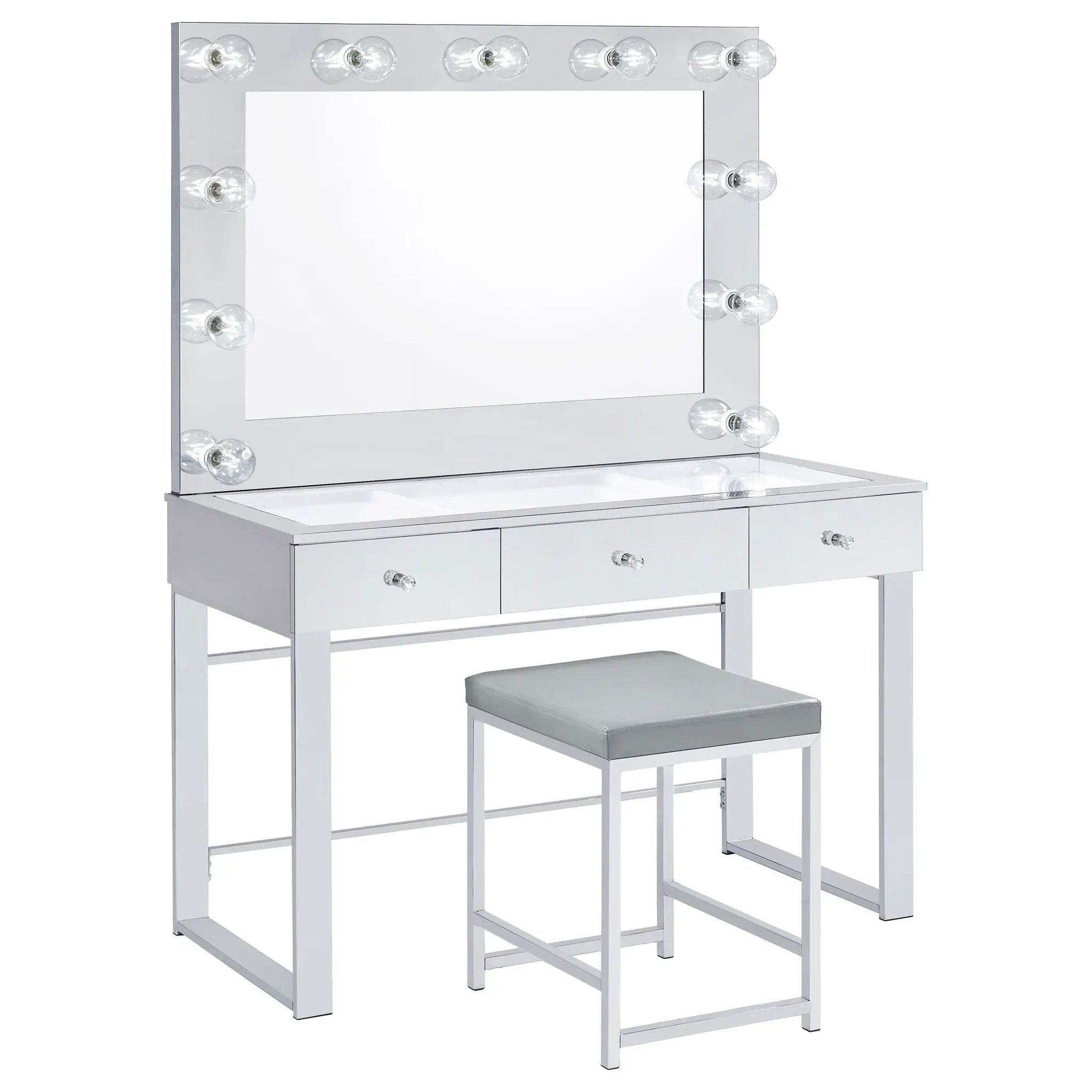 Umbridge Upholstered Square Padded Cushion Vanity Stool by Unique Piece Furniture