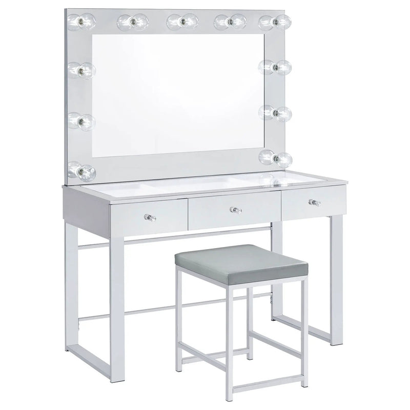 Umbridge Upholstered Square Padded Cushion Vanity Stool by Unique Piece Furniture