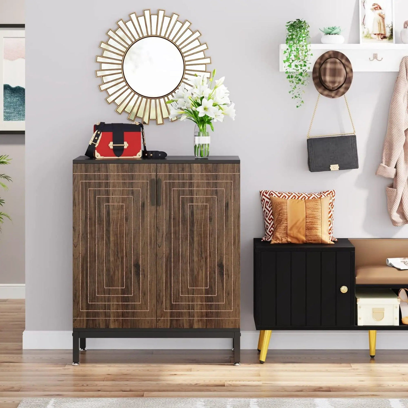 Shoe Cabinet With Doors, 5 Tiers Shoe Storage Organizer by HouseOfZazla