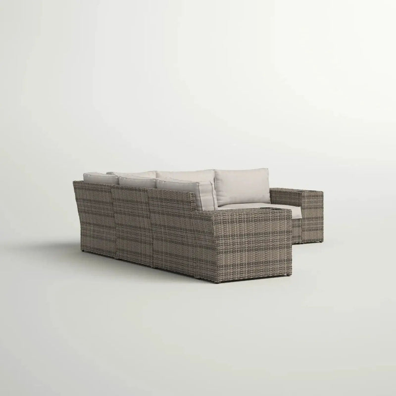 Wide Outdoor Wicker Patio Sectional With Cushions & Reversible Design - Gray by Unique Piece Furniture