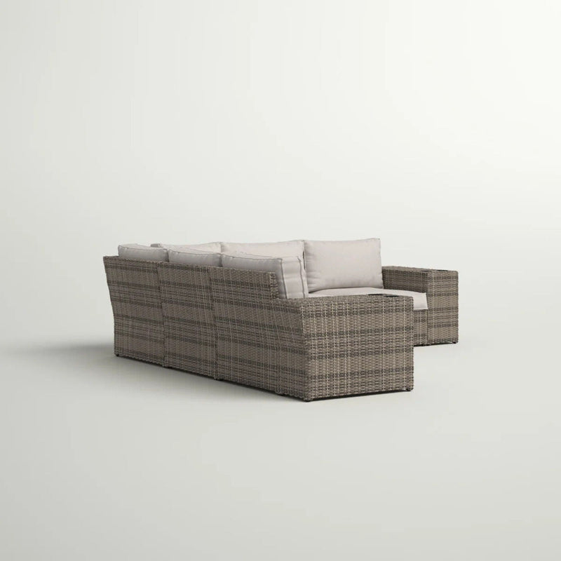 Wide Outdoor Wicker Patio Sectional with Cushions & Reversible Design - Gray, photo 5 of 9