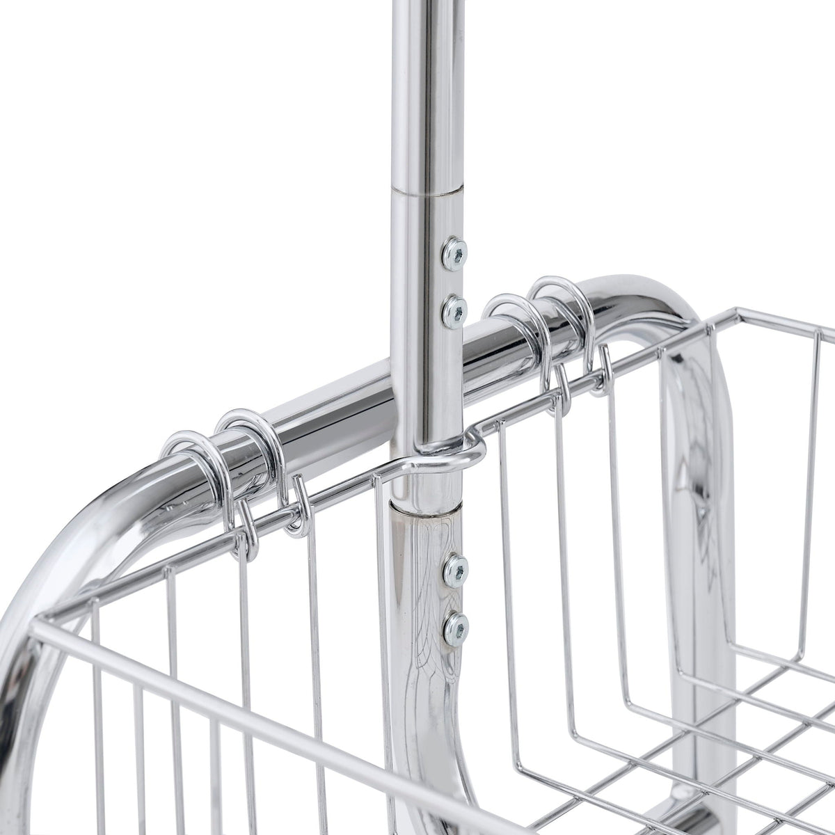 Heavy Duty Iron Garment Rack with Basket on Wheels - Silver, photo 6 of 7