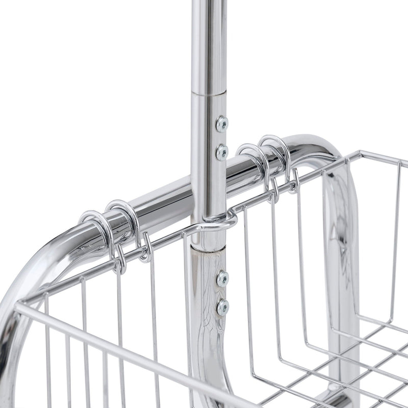 Heavy Duty Iron Garment Rack with Basket on Wheels - Silver, photo 6 of 7